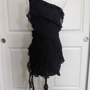 Zara Black One-Shoulder Bodycon Dress